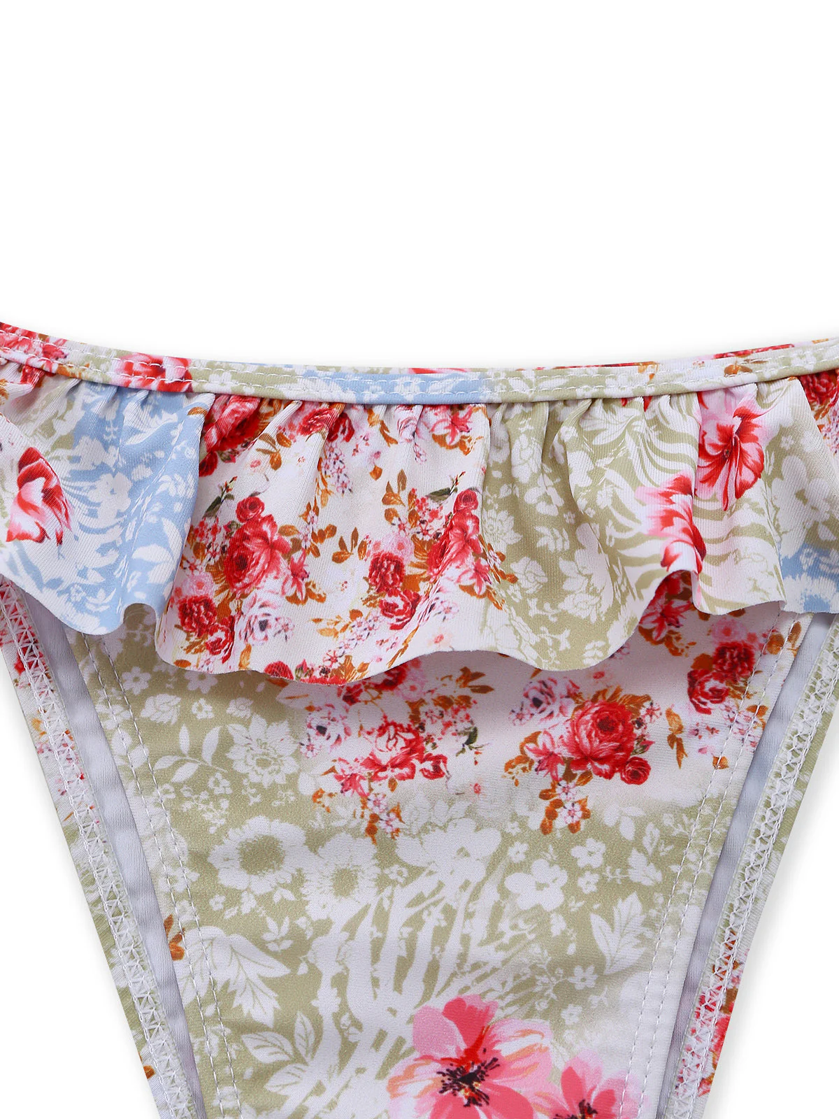 Green 1950s Floral Ruffle Bikini Set - Image 4