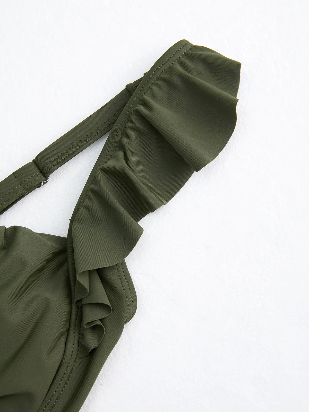 Green 1950s Floral Ruffles Pleated Swimsuit - Image 5