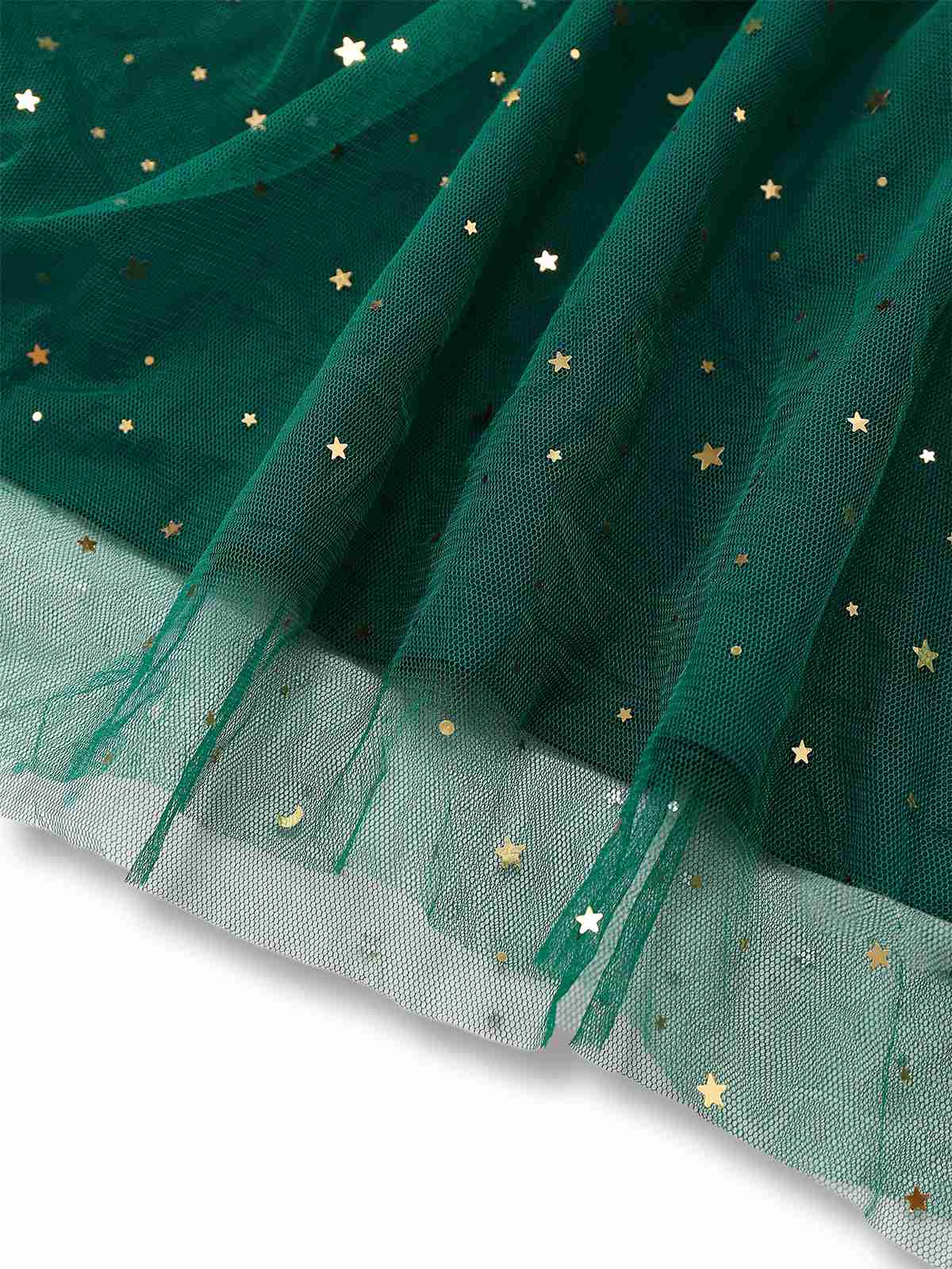 Green 1950s Glitter Shoulder Tie Ruched Dress - Image 6