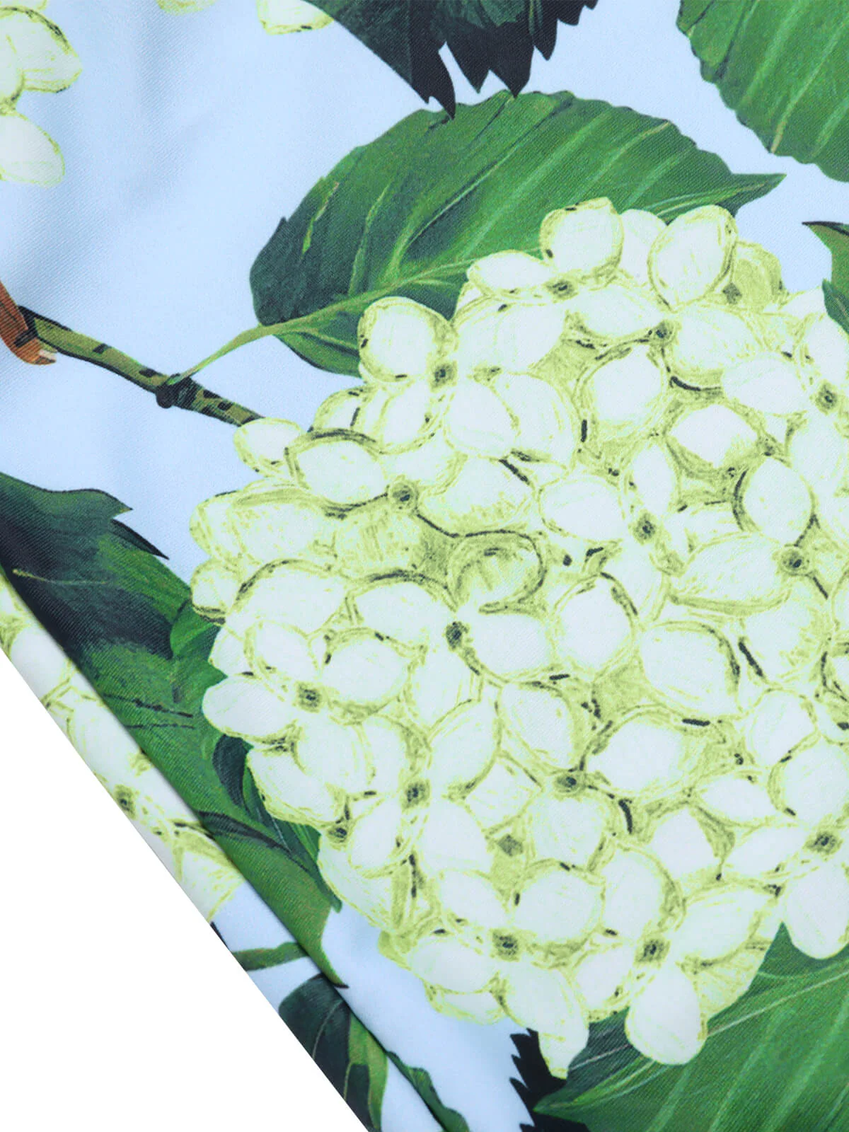Green 1950s Hydrangea Floral Cold-Shoulder Swimsuit - Image 6