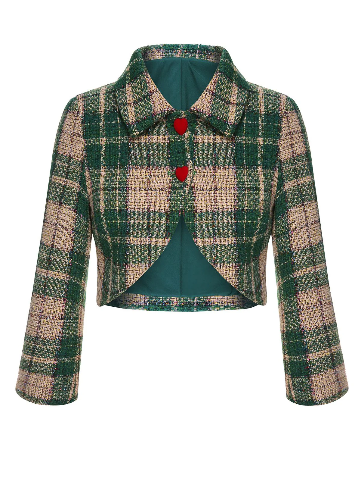 Green 1950s Lapel Scottish Plaid Jacket - Image 2