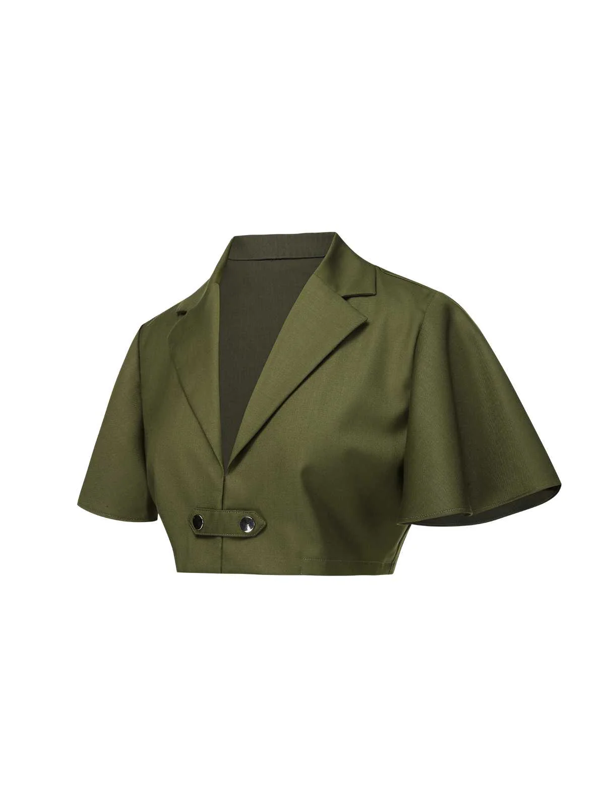 Green 1950s Lapel Solid Cropped Cape - Image 3