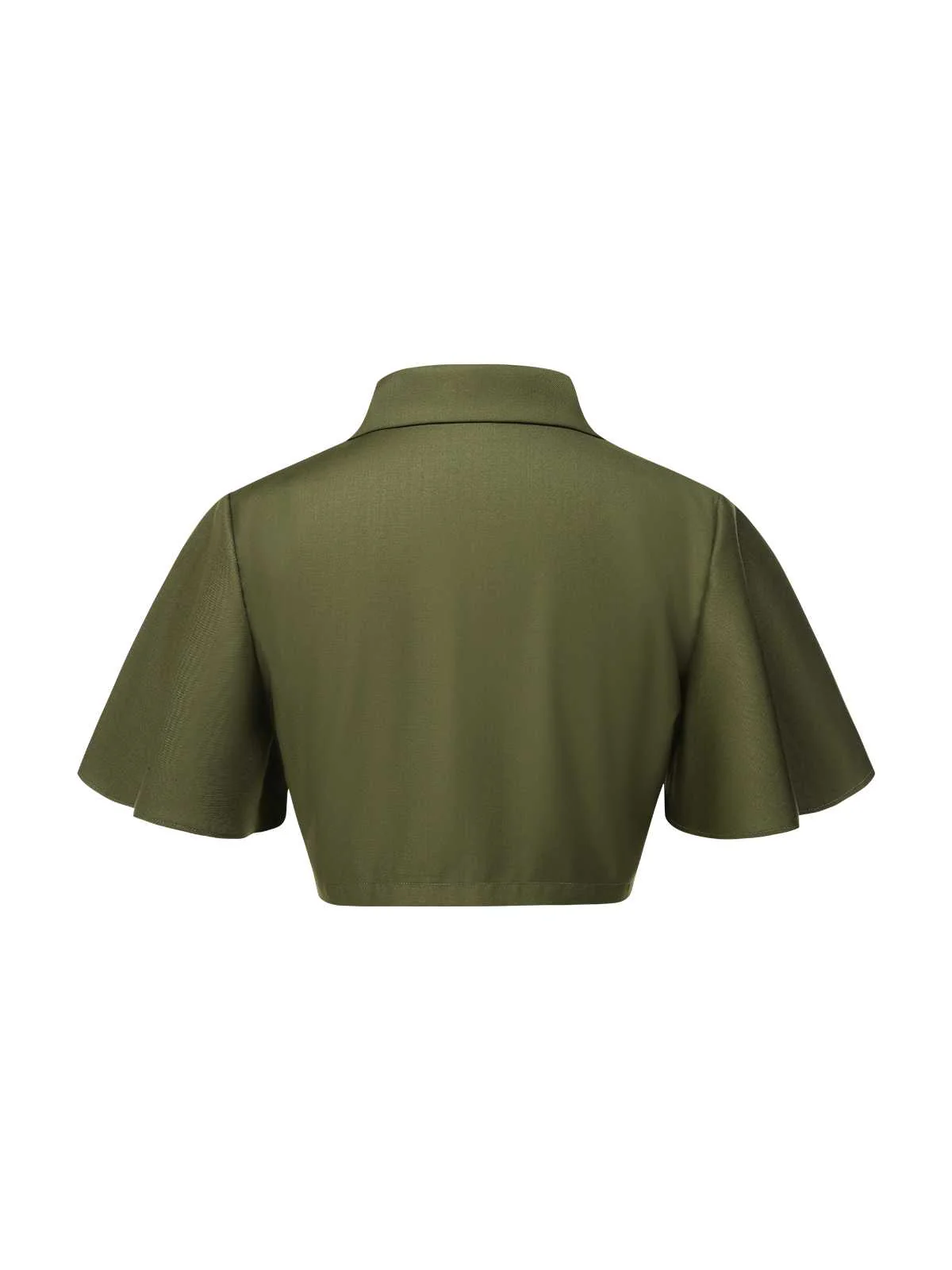 Green 1950s Lapel Solid Cropped Cape - Image 4