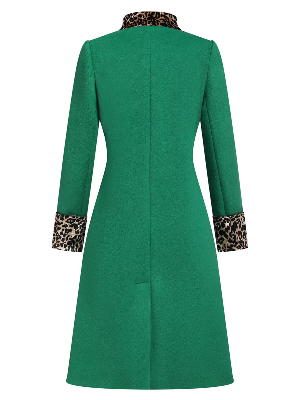 Green 1940s Leopard Patchwork Button Coat - Image 4