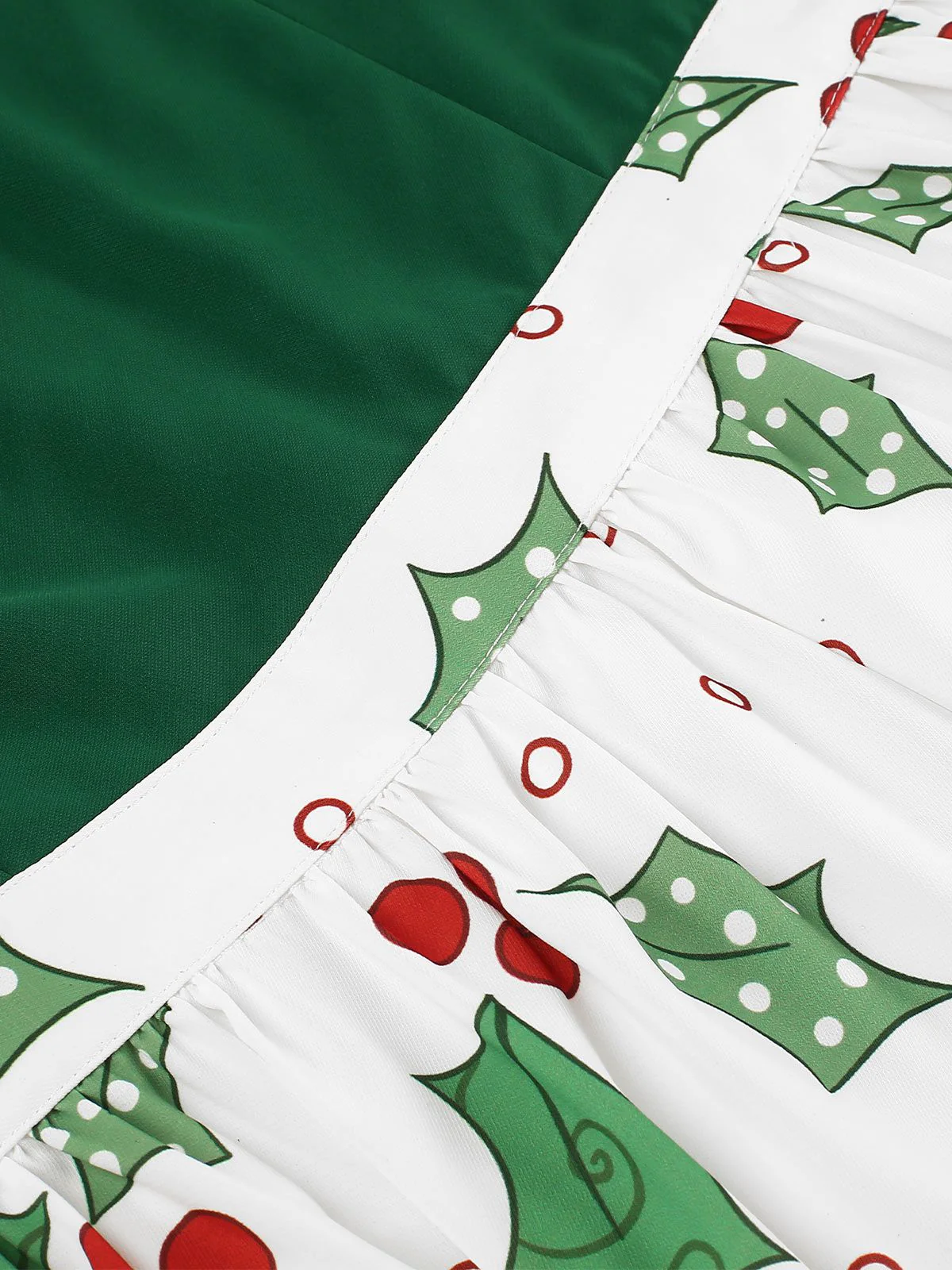 Green 1950s Off-Shoulder Christmas Patchwork Dress - Image 6