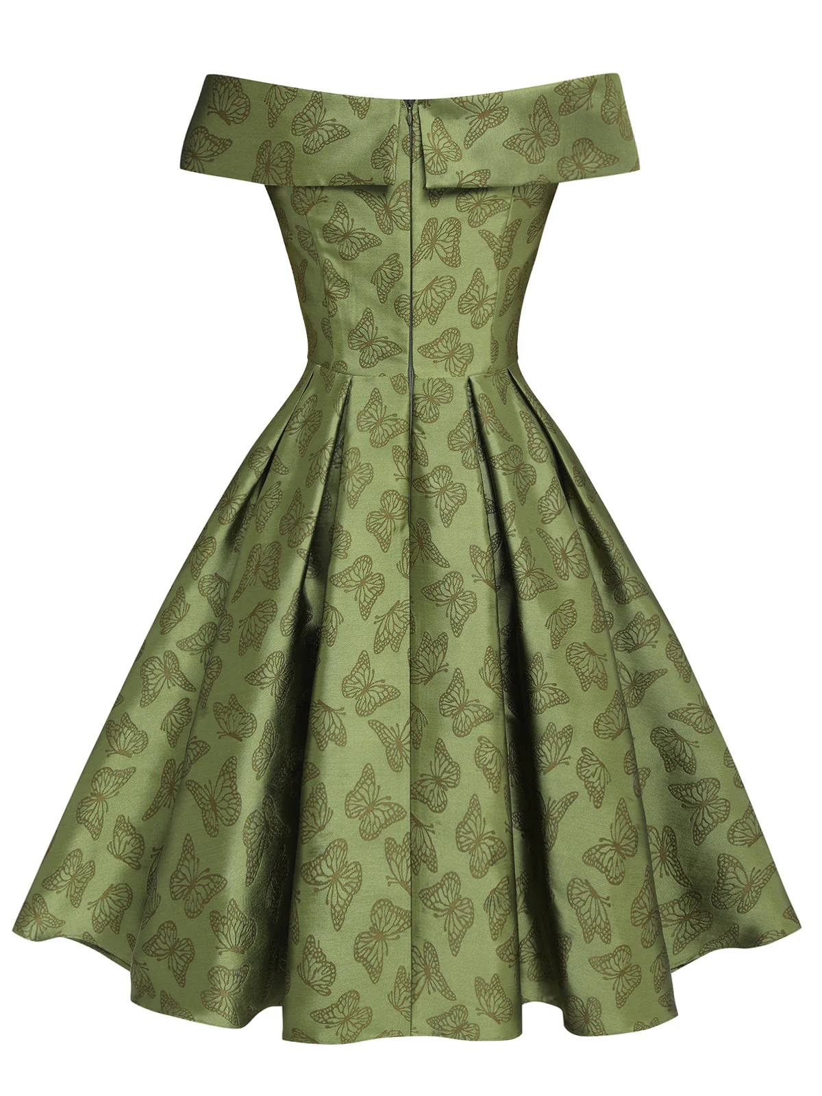 Green 1950s Off-Shoulder Vintage Dress - Image 10