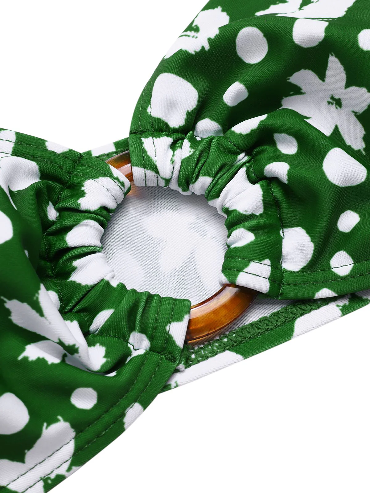 Green 1950s One-Shoulder Floral Bikini Set - Image 3