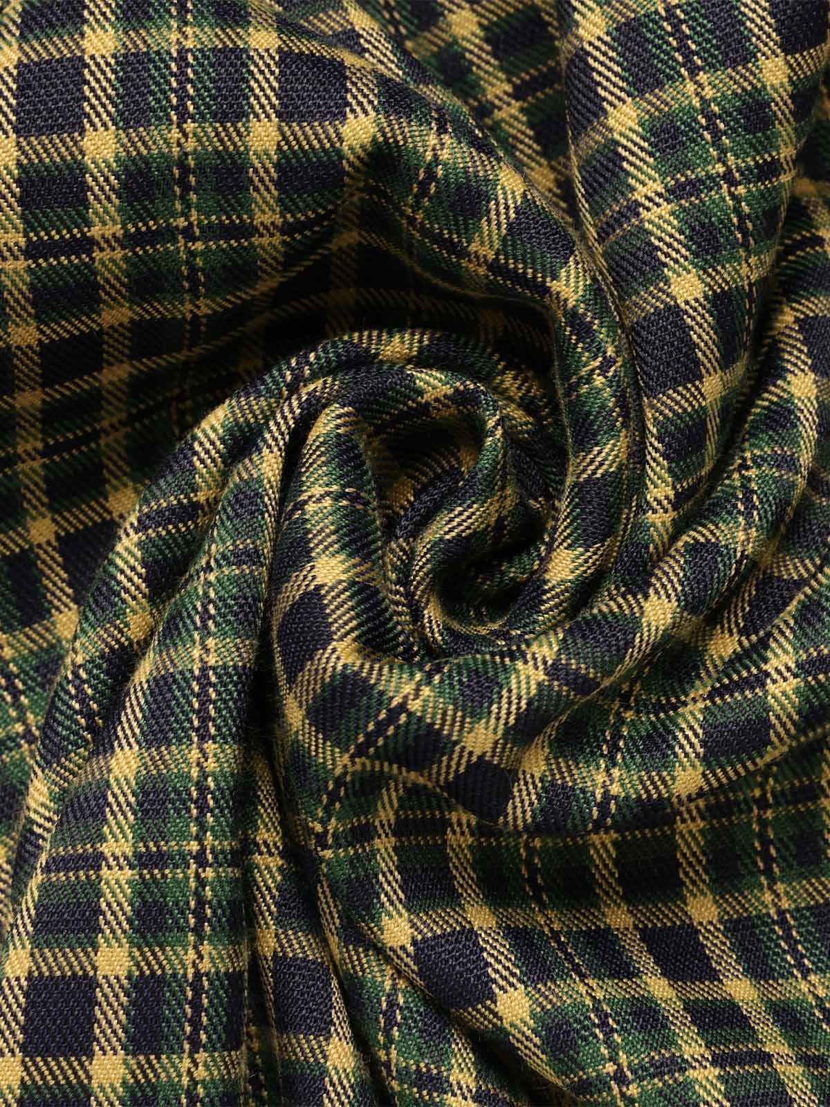 Green 1950s Plaid Patchwork Lapel Dress - Image 7