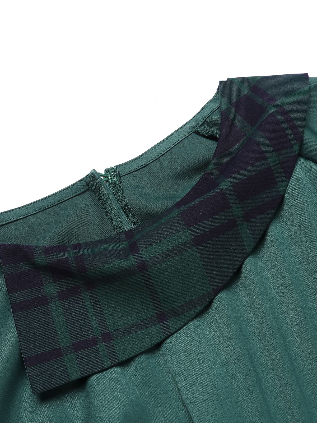 Green 1930s Plaid Patchwork Puff Jumpsuit - Image 4
