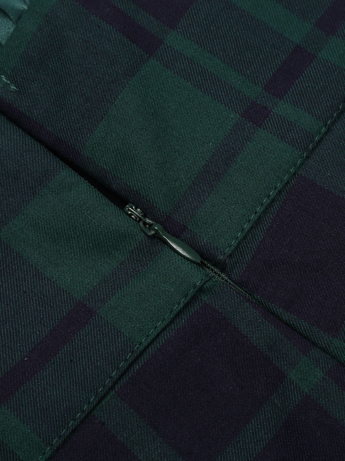 Green 1930s Plaid Patchwork Puff Jumpsuit - Image 8