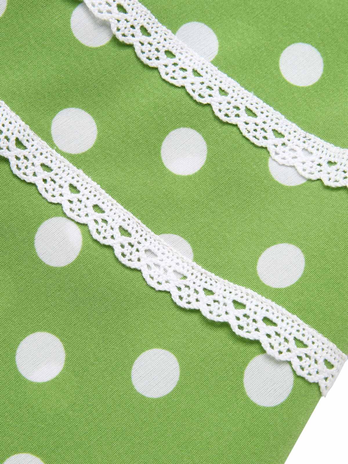 Green 1950s Polka Dot Lace Binding Dress - Image 6