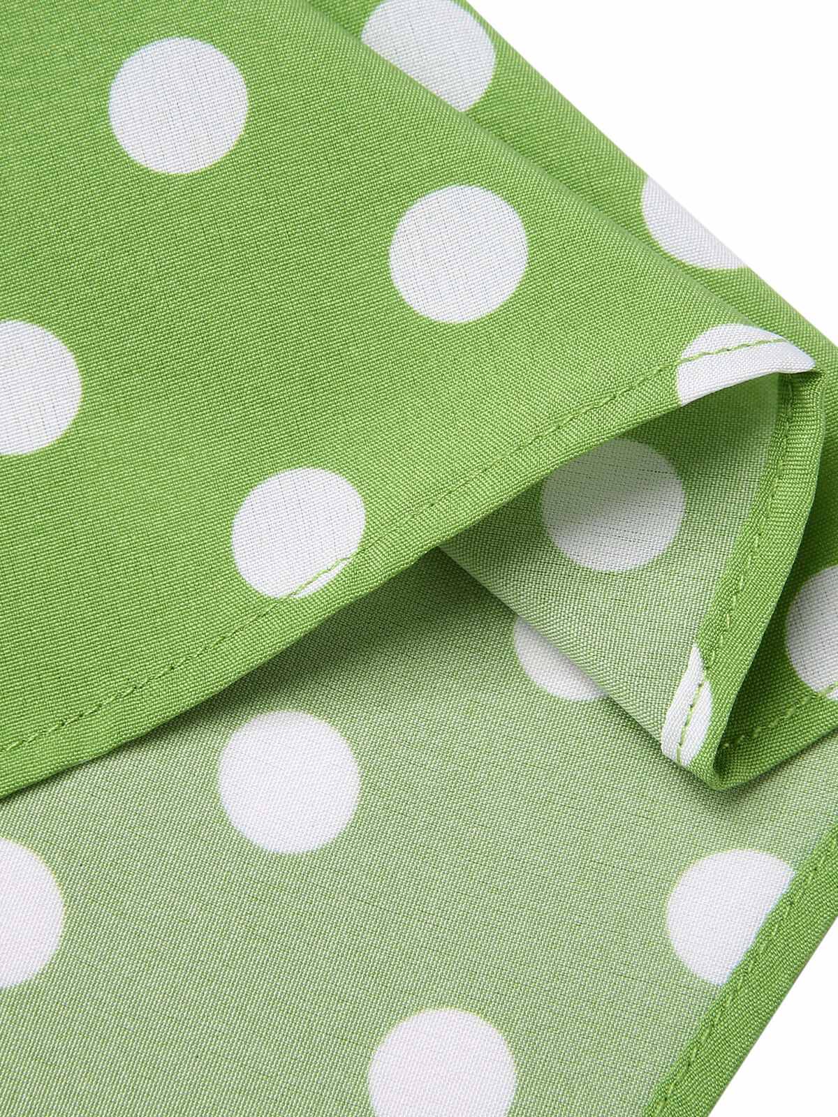 Green 1950s Polka Dot Lace Binding Dress - Image 7