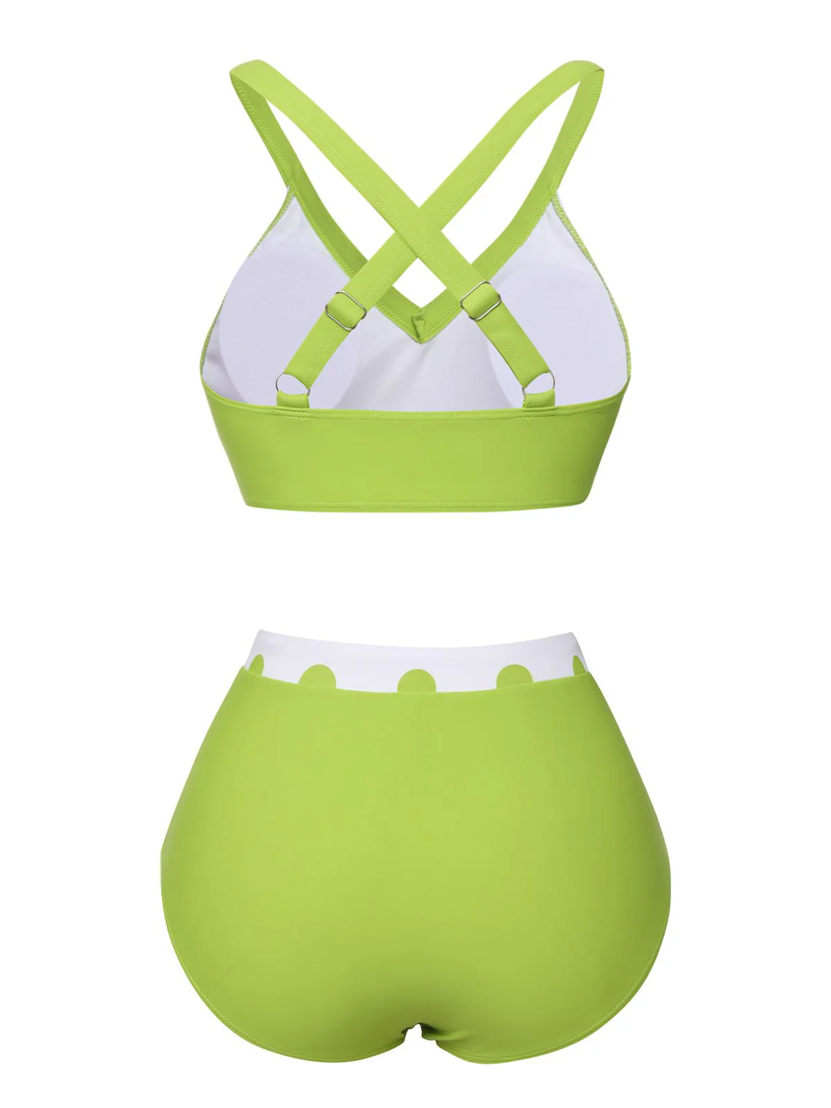 Green 1950s Polka Dot V-Neck Swimsuit - Image 4