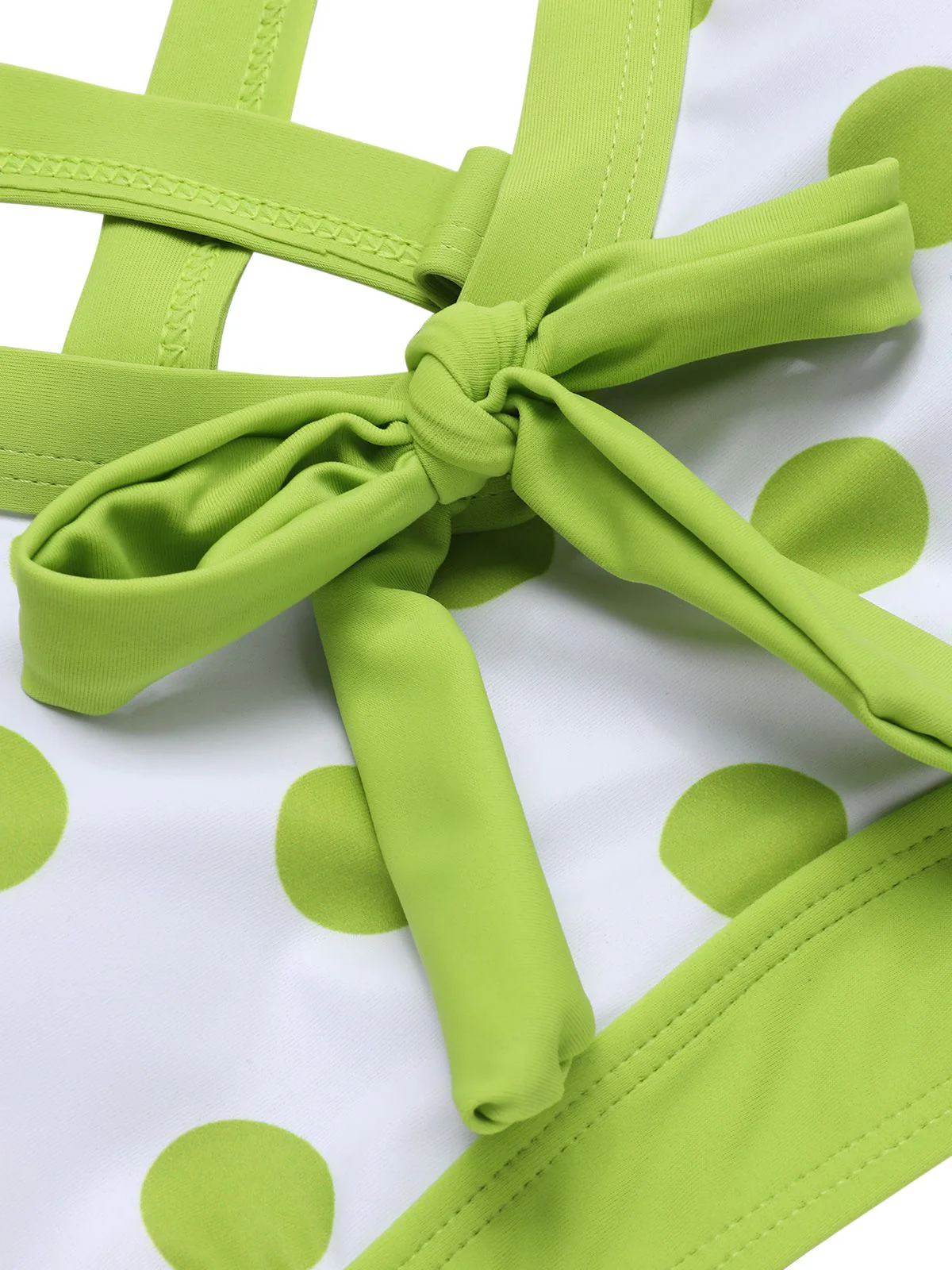 Green 1950s Polka Dot V-Neck Swimsuit - Image 6