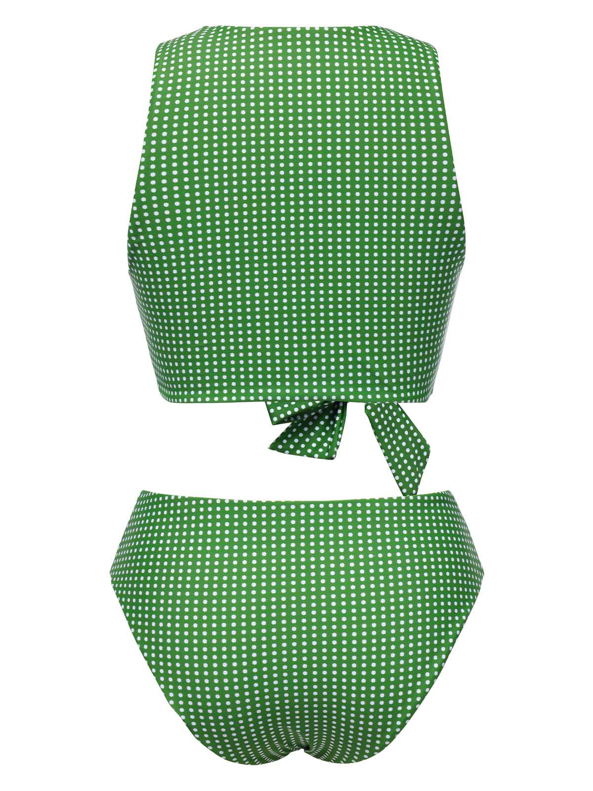 Green 1950s Polka Dots Bow Swimsuit - Image 3