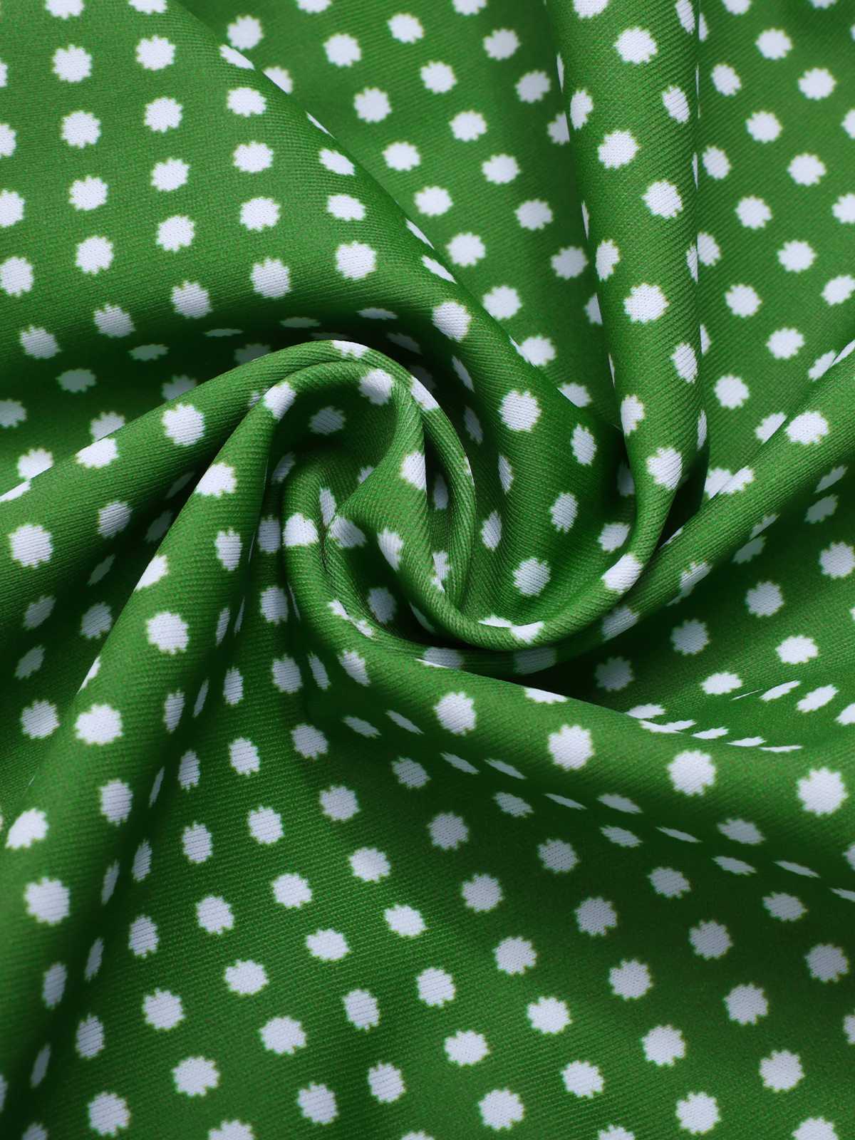 Green 1950s Polka Dots Bow Swimsuit - Image 4