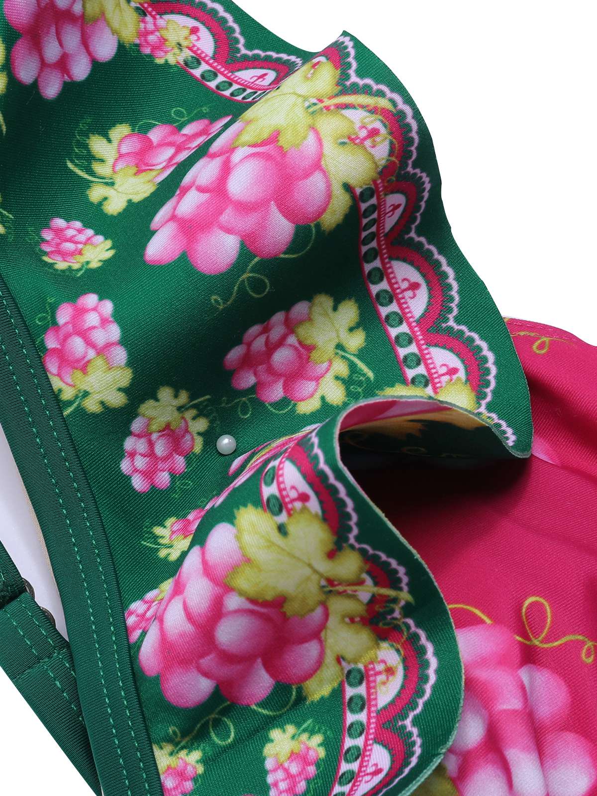 Green 1950s Retro-Flowers V-Neck Swimsuit - Image 4