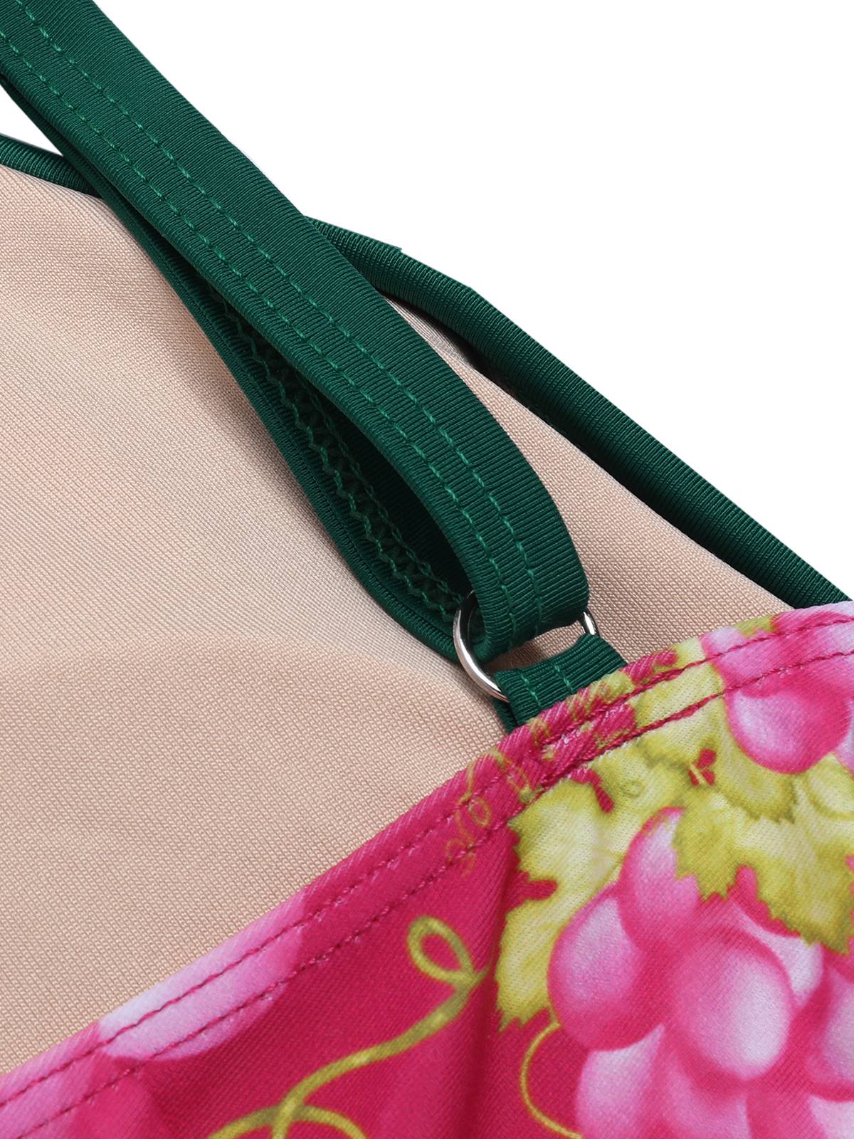 Green 1950s Retro-Flowers V-Neck Swimsuit - Image 5