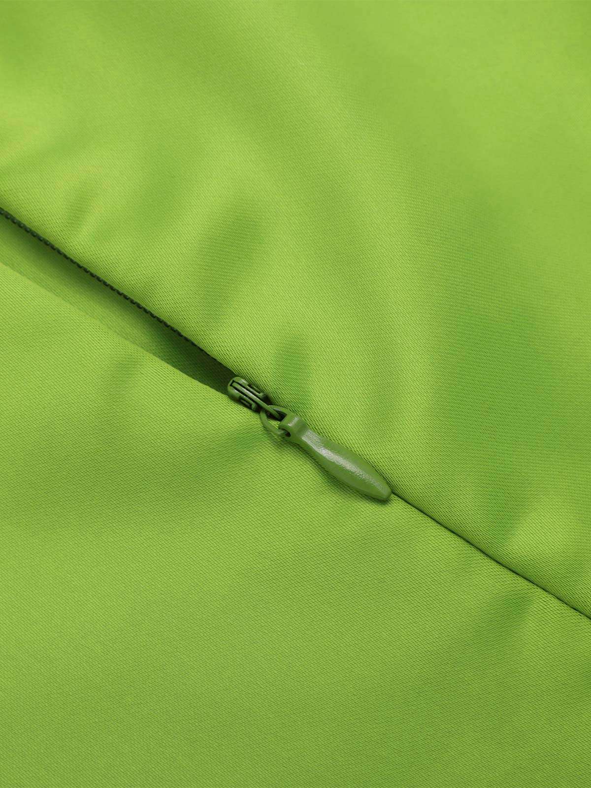 Green 1950s Satin Lapel Patchwork Dress - Image 6