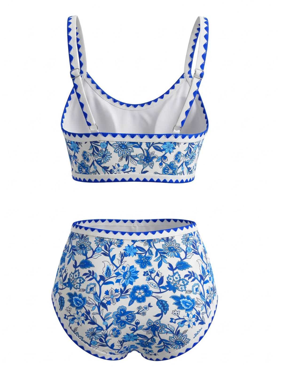 1950s Scoop Neck Floral High-Waist Bikini Set - Image 3