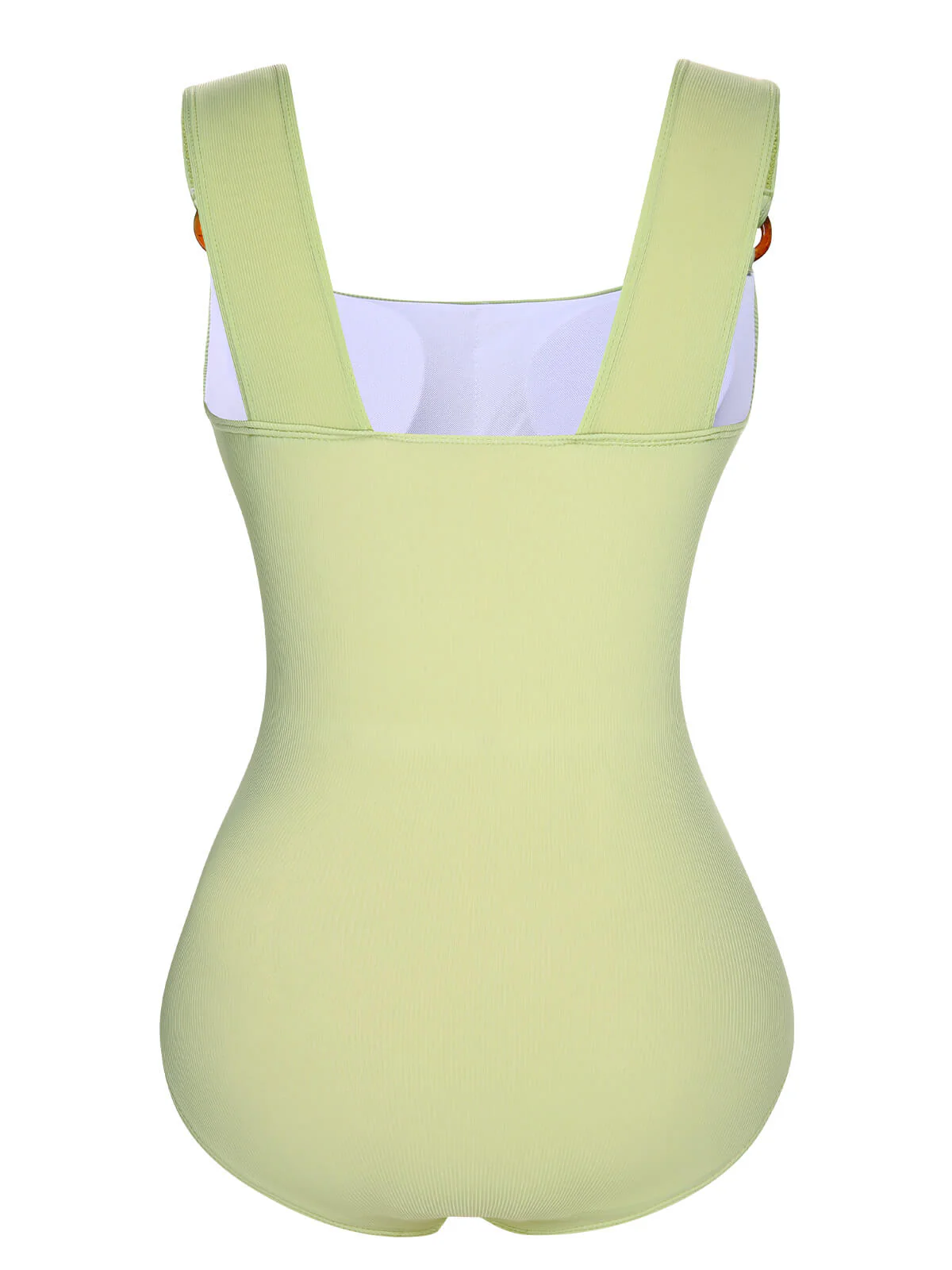 Green 1950s Solid Waist Cutout Ring Swimsuit - Image 3