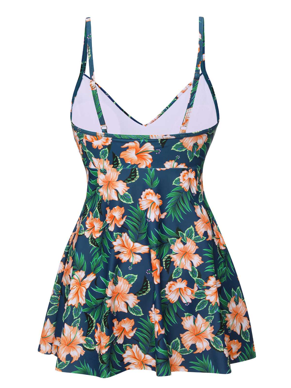 Green 1950s Spaghetti Strap Floral Swimsuit - Image 3