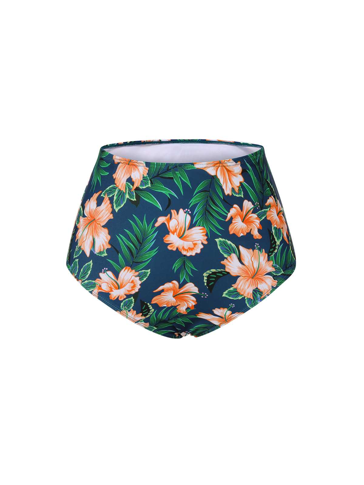 Green 1950s Spaghetti Strap Floral Swimsuit - Image 4
