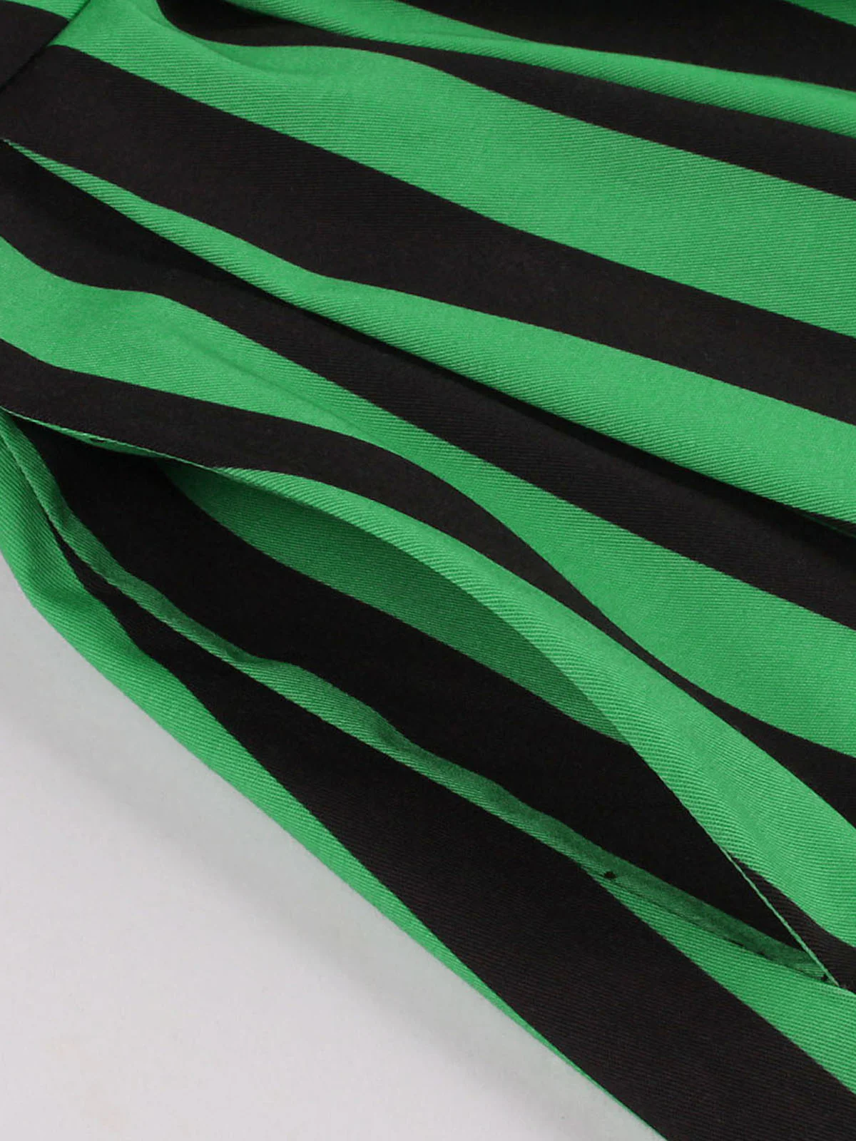 Green 1950s Tie Neck Button Black Stripes Dress - Image 5