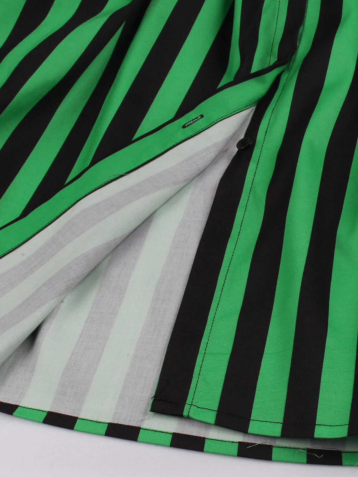 Green 1950s Tie Neck Button Black Stripes Dress - Image 6