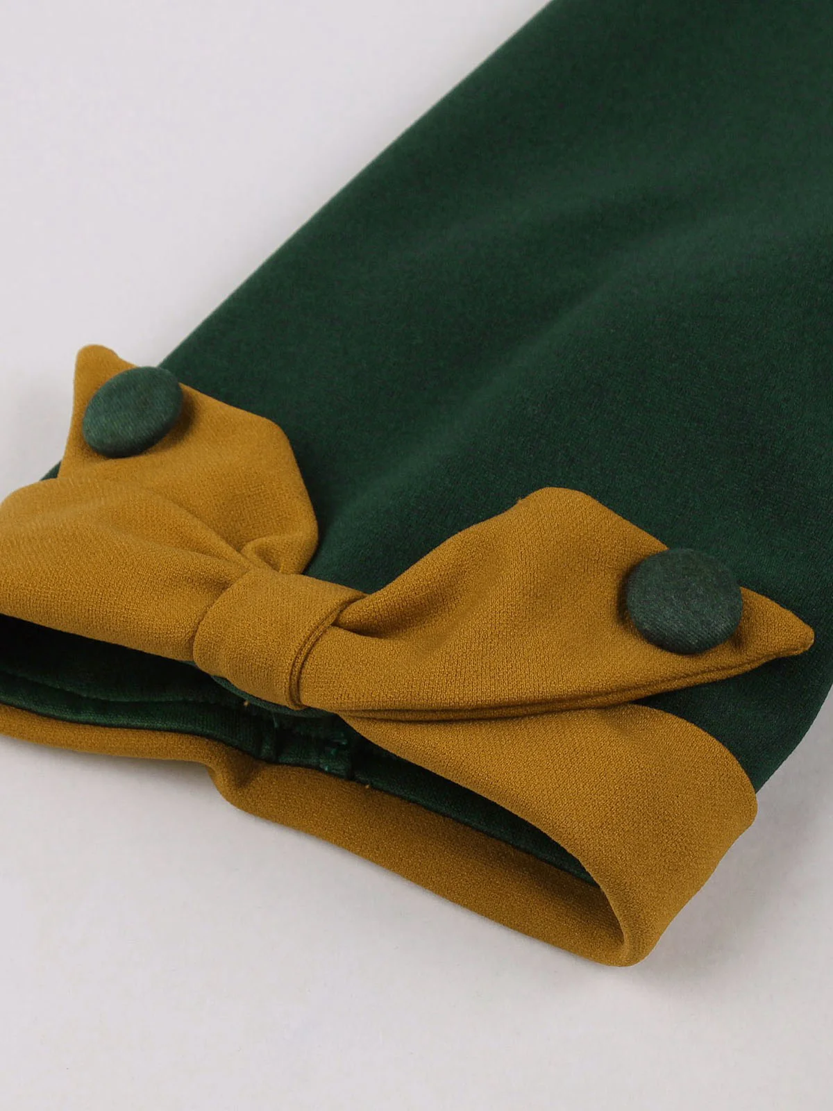 Green 1950s Tie Neck Contrast Patchwork Dress - Image 4