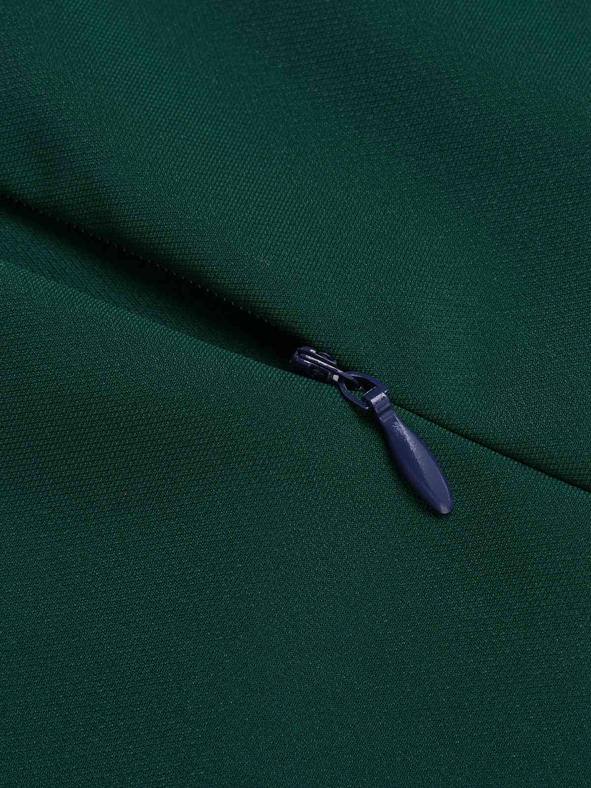 Green 1950s Tie Neck Plaids Patchwork Dress - Image 6