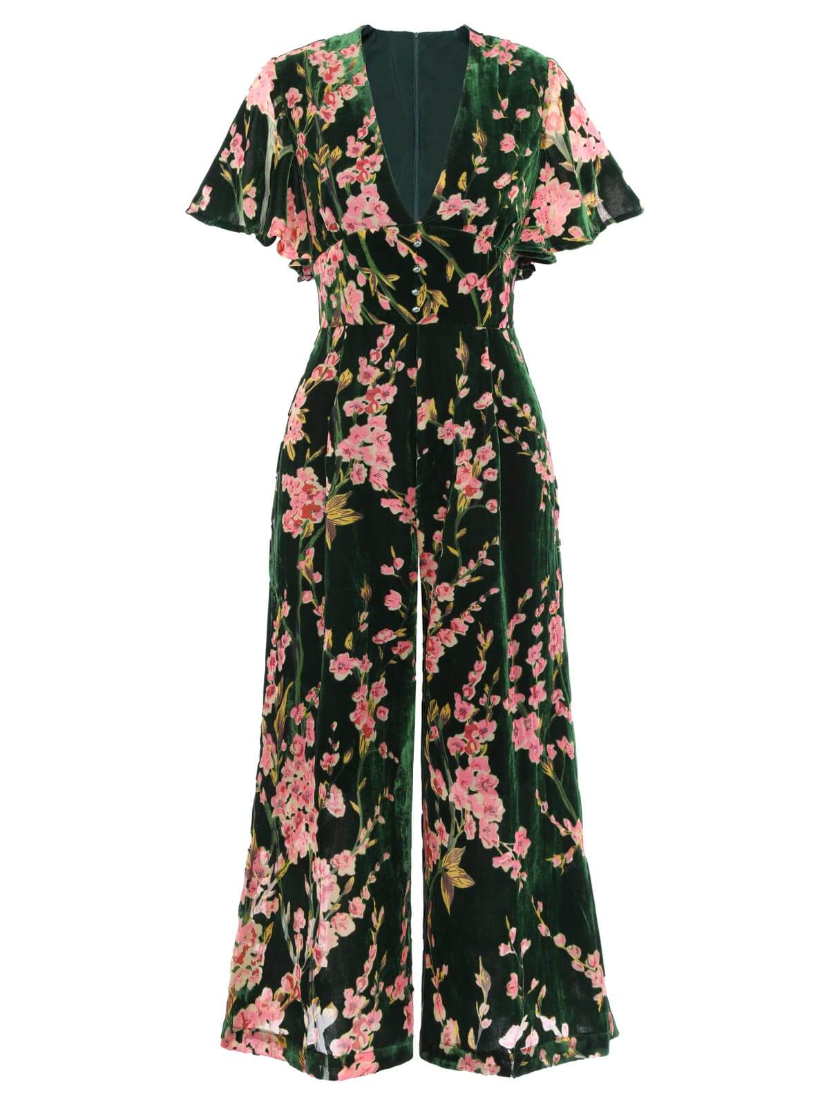Green 1930s Velvet Vintage Jumpsuit - Image 3