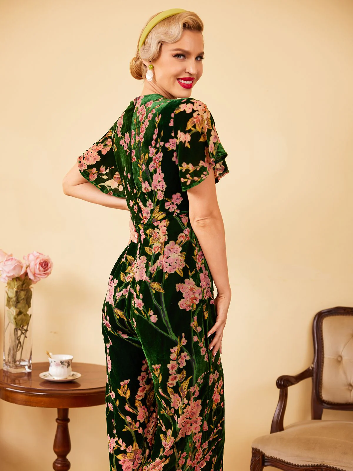 Green 1930s Velvet Vintage Jumpsuit - Image 5