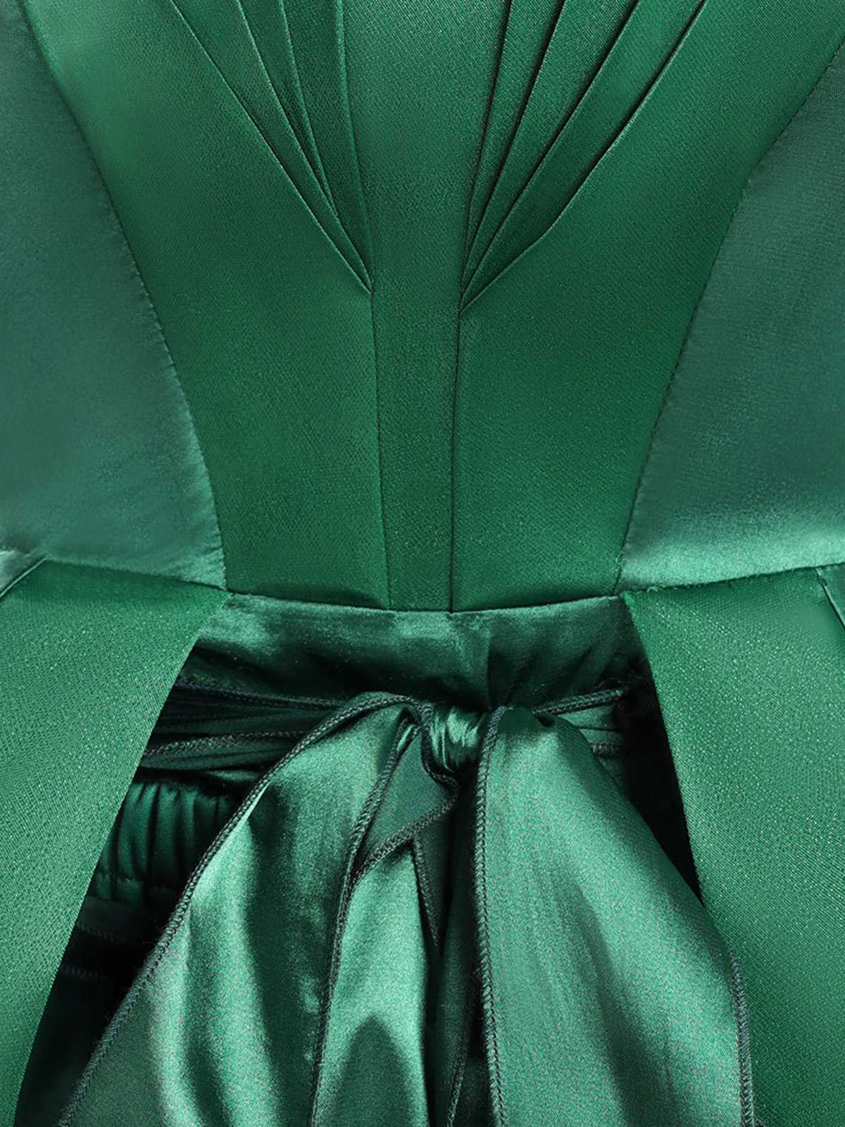 Green 1950s Wednesday Addams Inspired Satin Costume Set - Image 8
