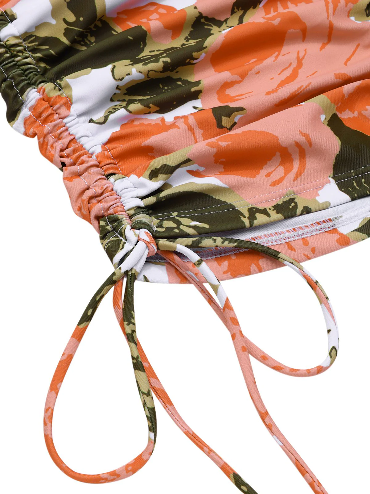 Green 1960s Bandeau Halter Floral Drawstring Swimsuit - Image 4