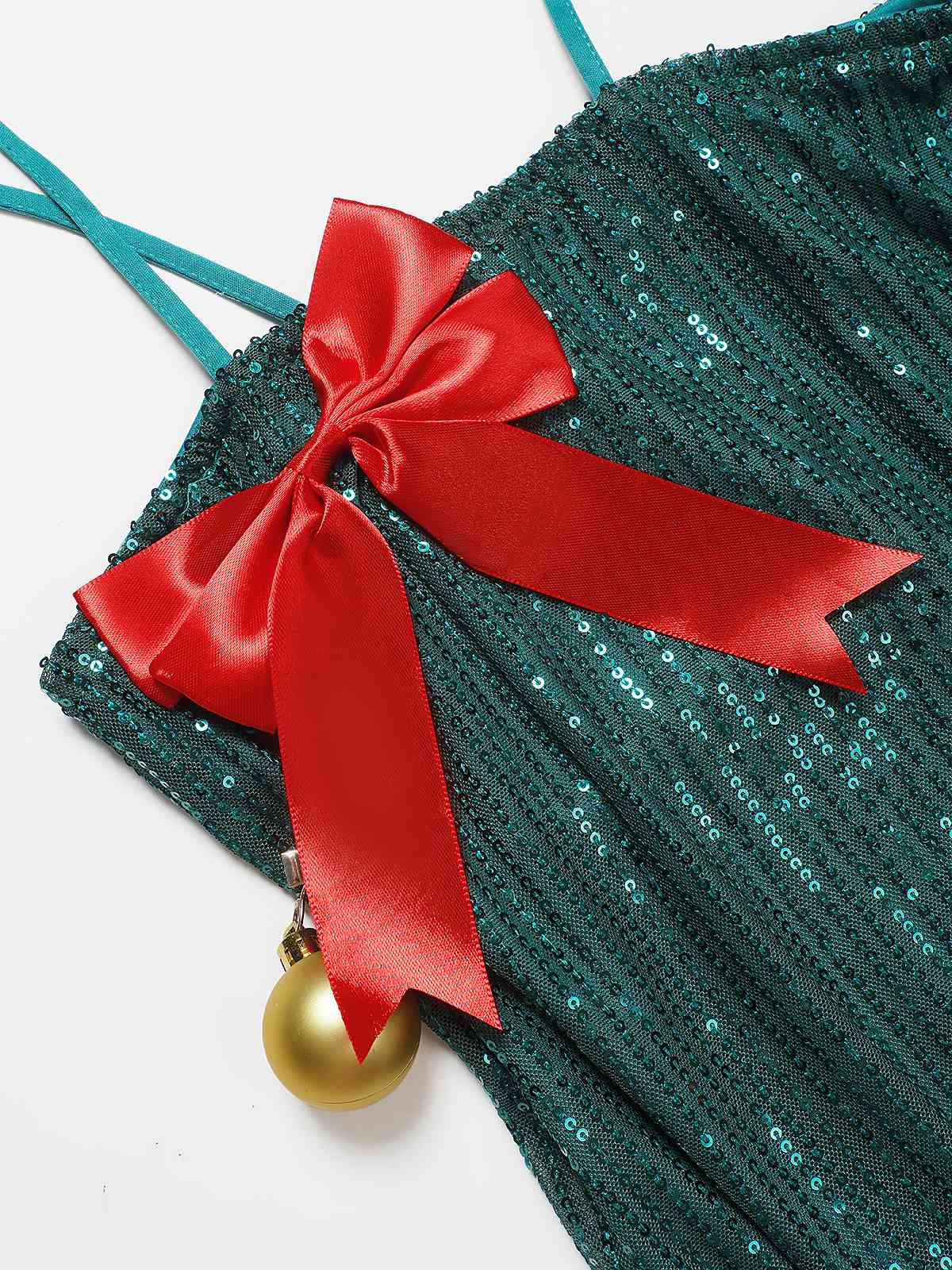 Green 1960s Bow & Christmas Bell Sequin Dress - Image 4