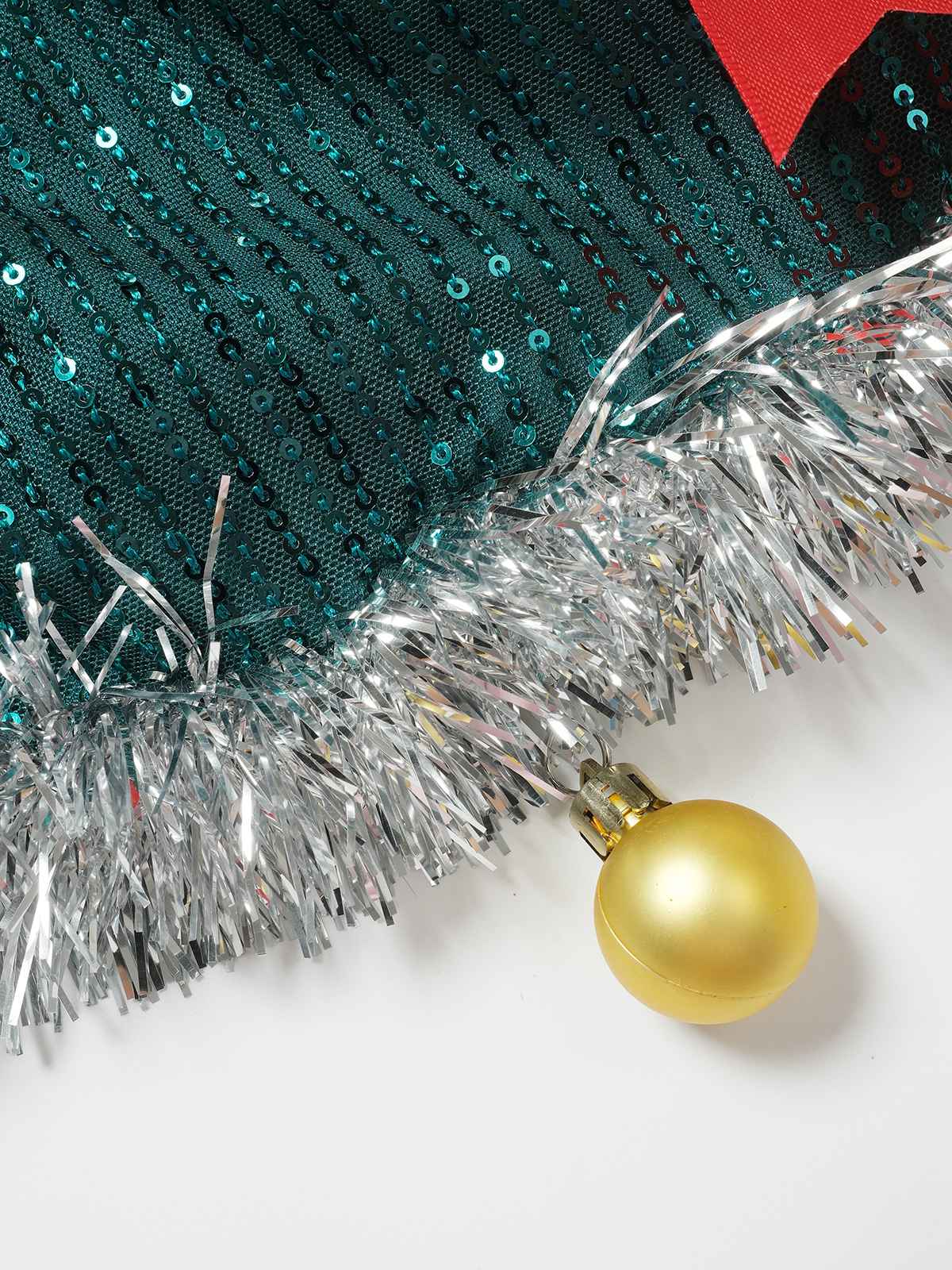 Green 1960s Bow & Christmas Bell Sequin Dress - Image 5