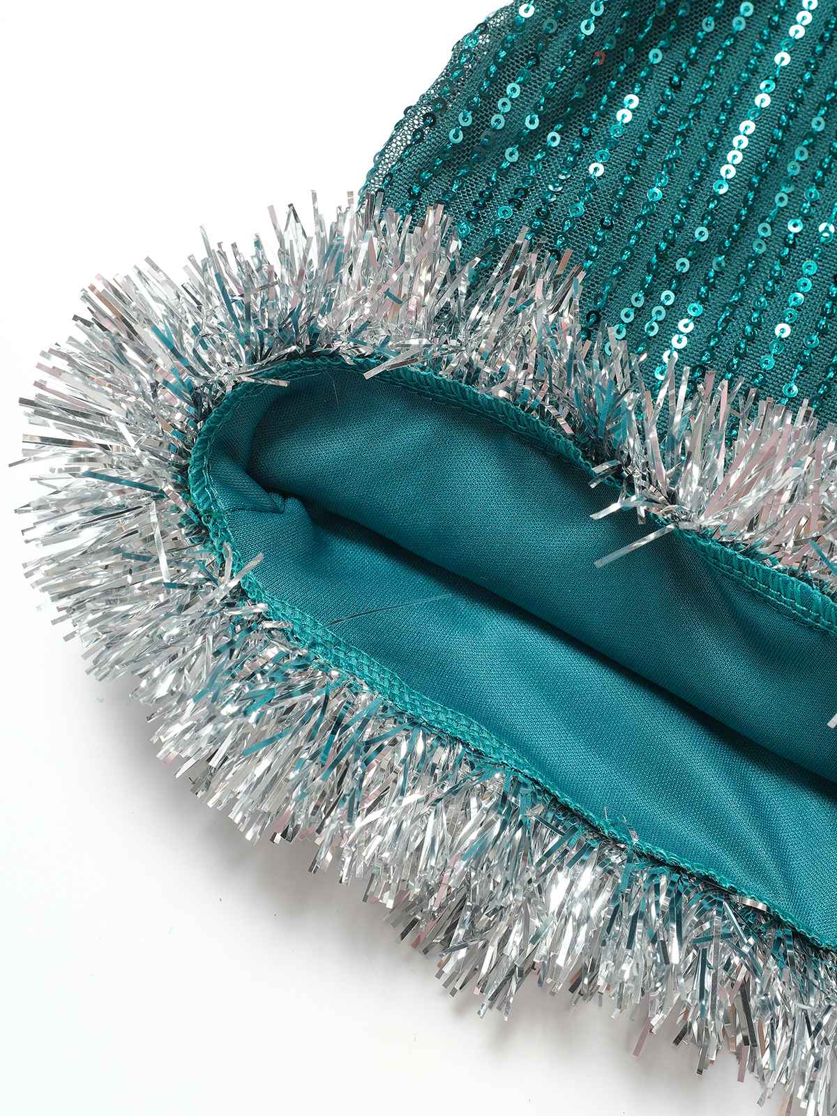 Green 1960s Bow & Christmas Bell Sequin Dress - Image 8