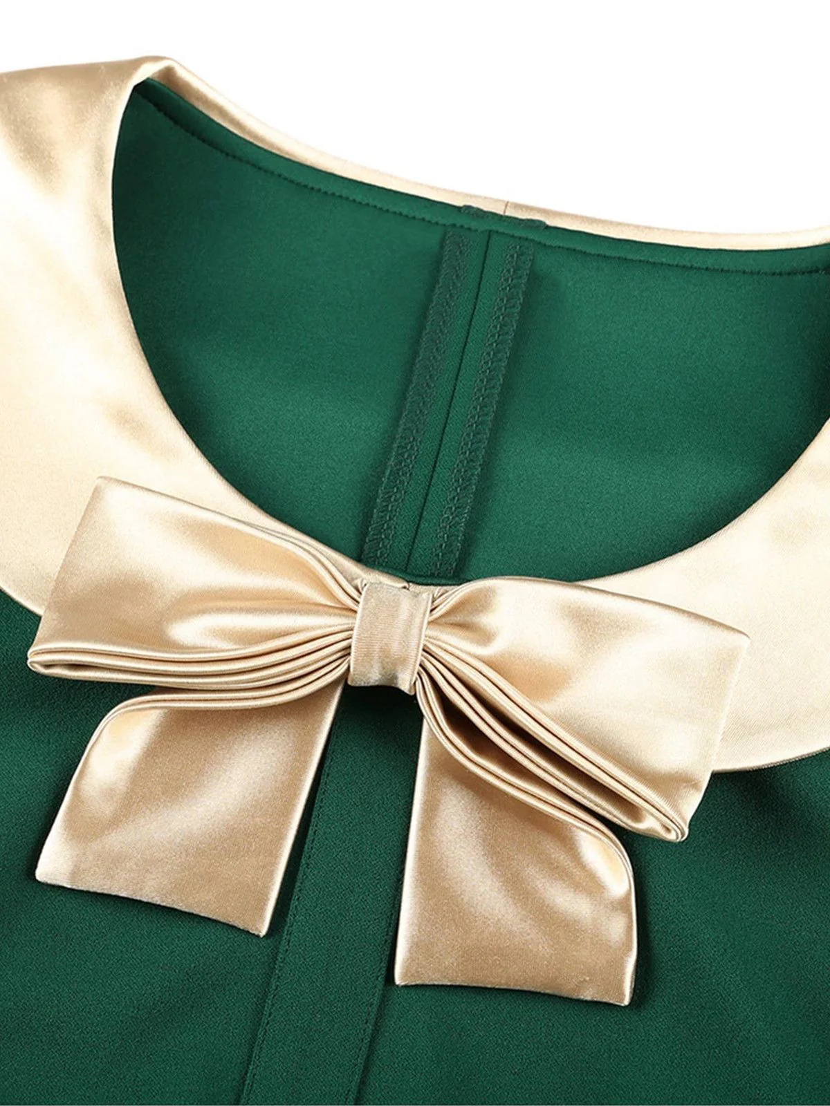 1960s Bow Patchwork Bodycon Dress - Image 3