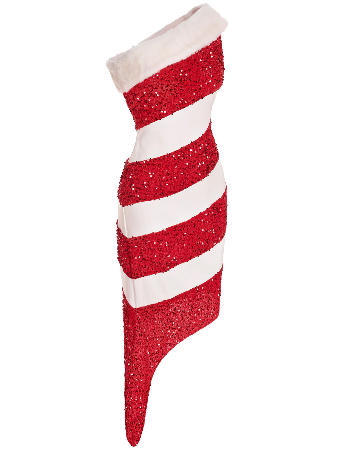 Green 1960s Candy Cane One-Shoulder Dress - Image 16