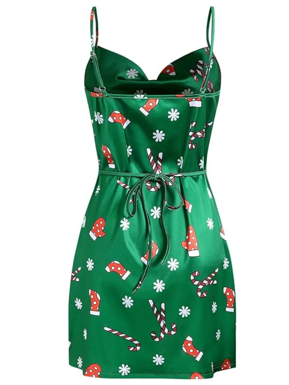 Green 1960s Christmas Cowl Neck Slip Dress - Image 3