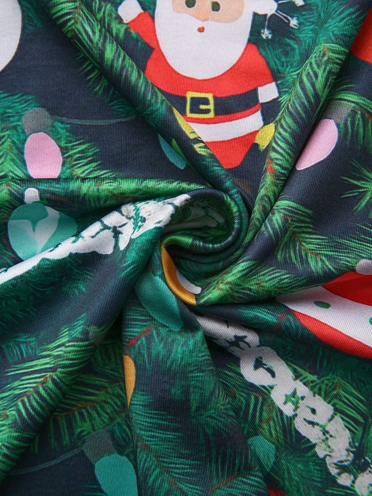 Green 1960s Christmas Pattern Bodycon Dress - Image 8