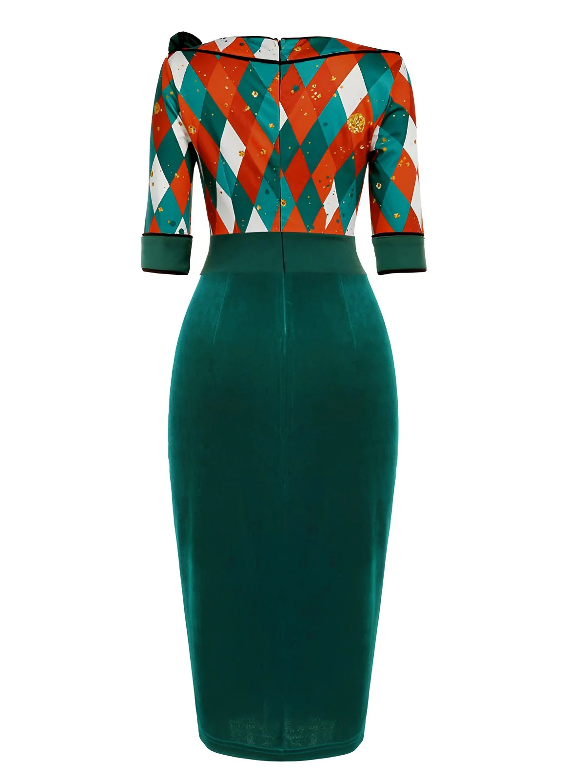 Green 1960s Christmas Plaid Patchwork Dress - Image 2