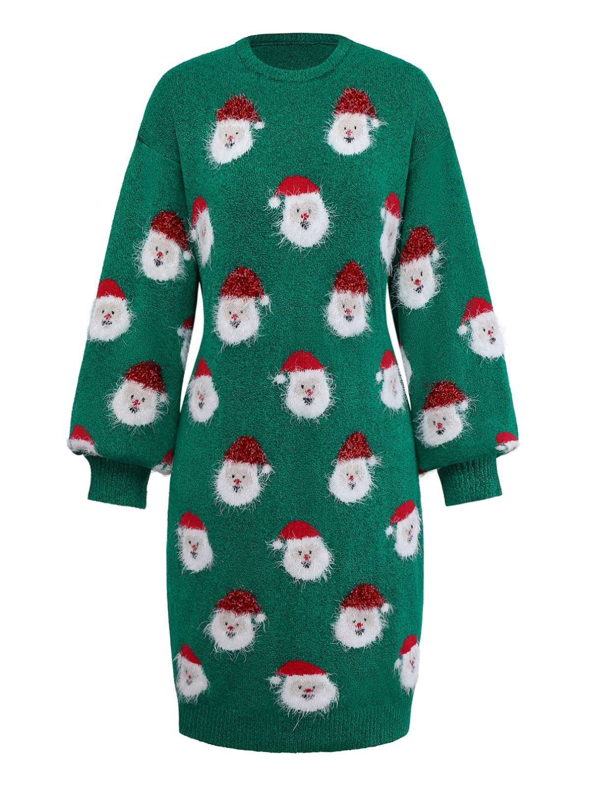 Green 1960s Christmas Santa Claus Sweater Dress - Image 2