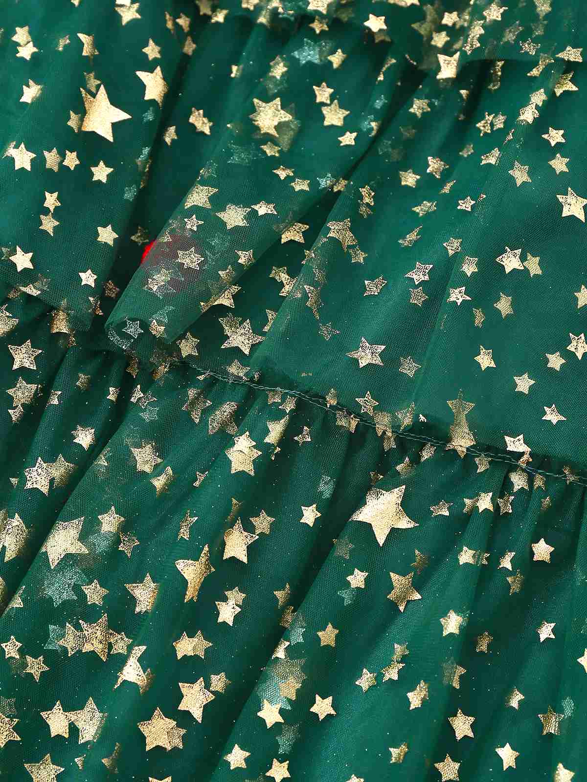 Green 1960s Christmas Tree Pom-Pom Balls Mesh Dress - Image 6