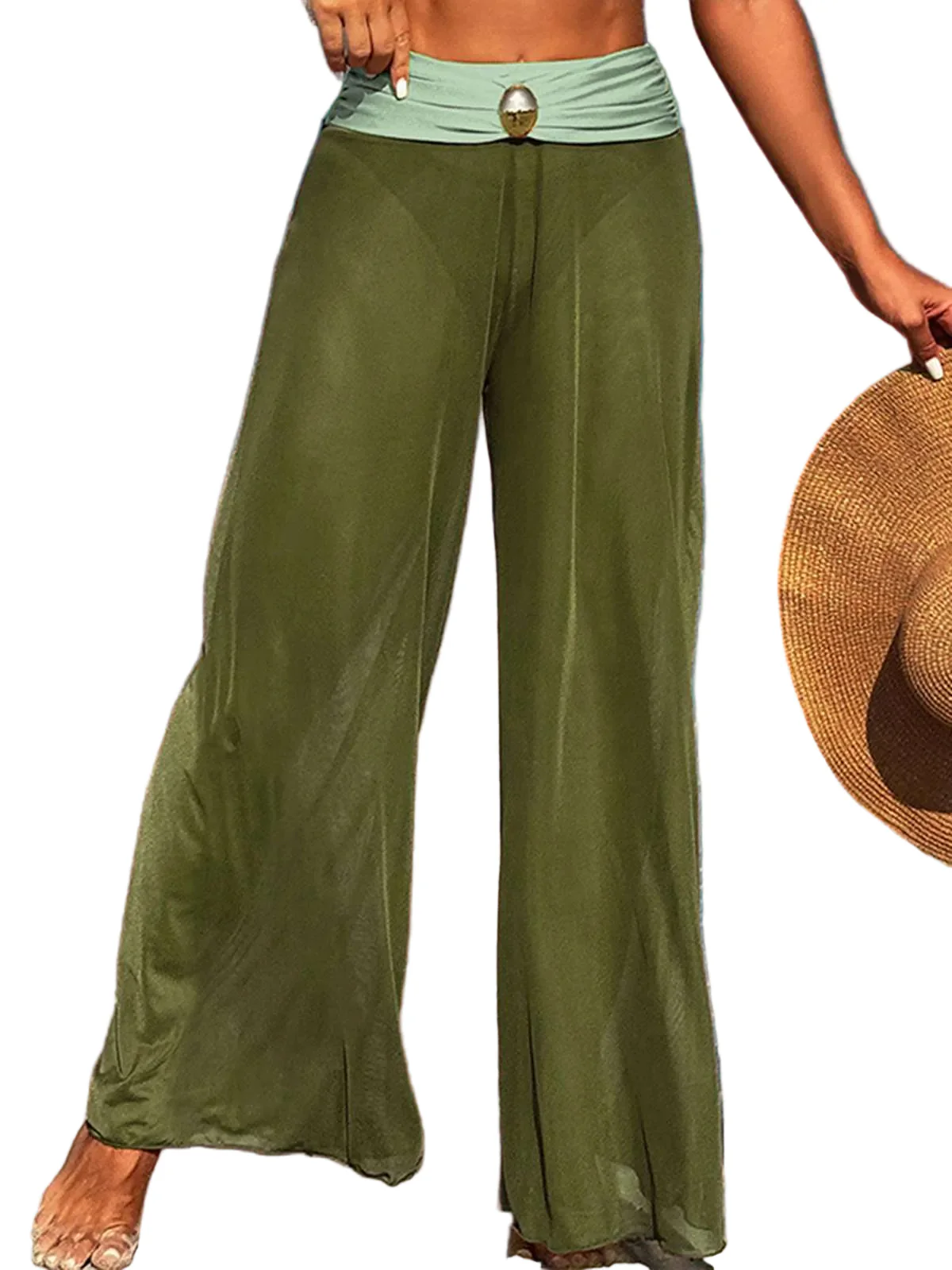 1960s Contrast Bandeau Swimsuit & Pants Cover-Up - Image 8