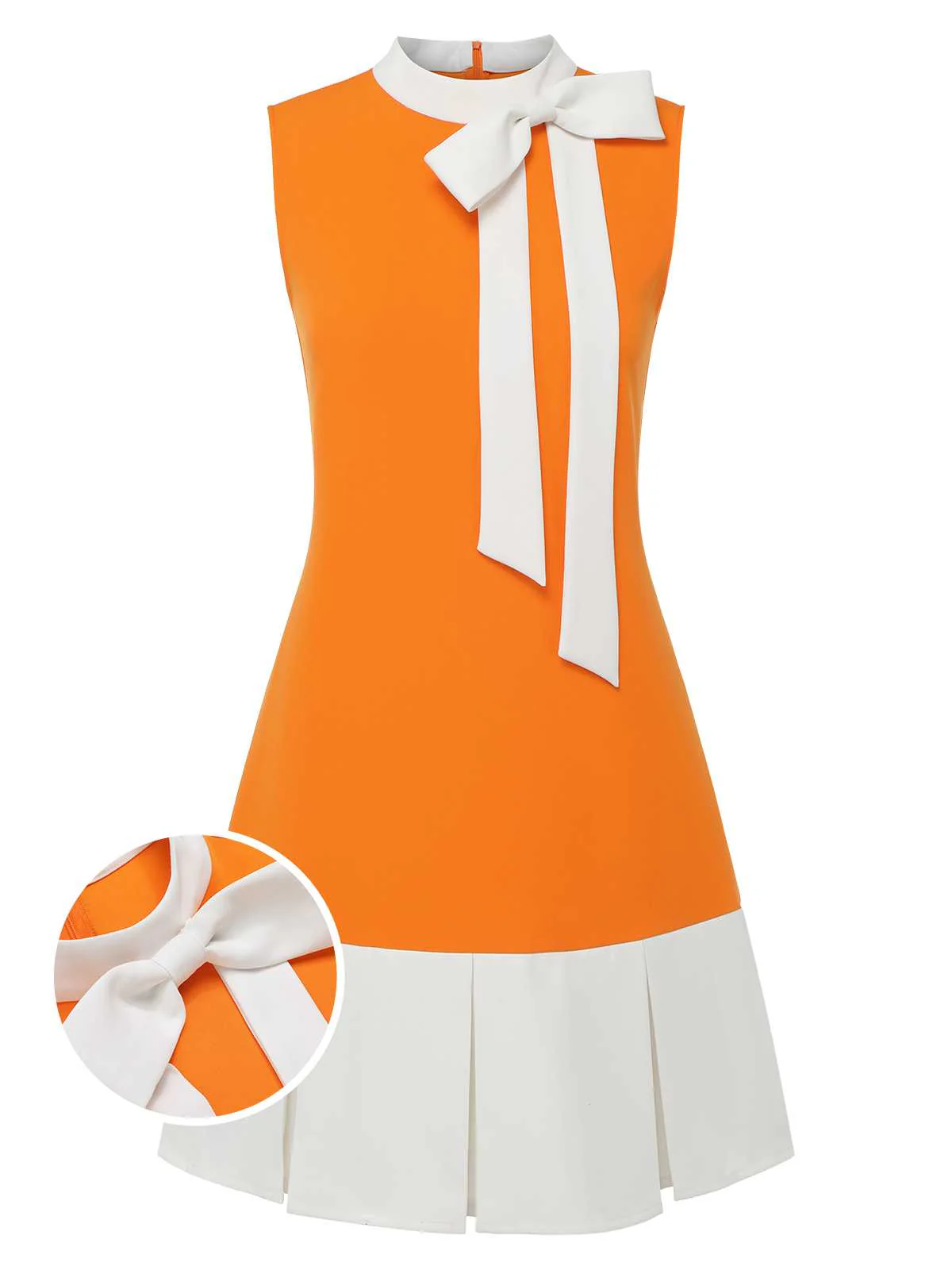 Green 1960s Crew Bowknot Sleeveless Dress - Image 4