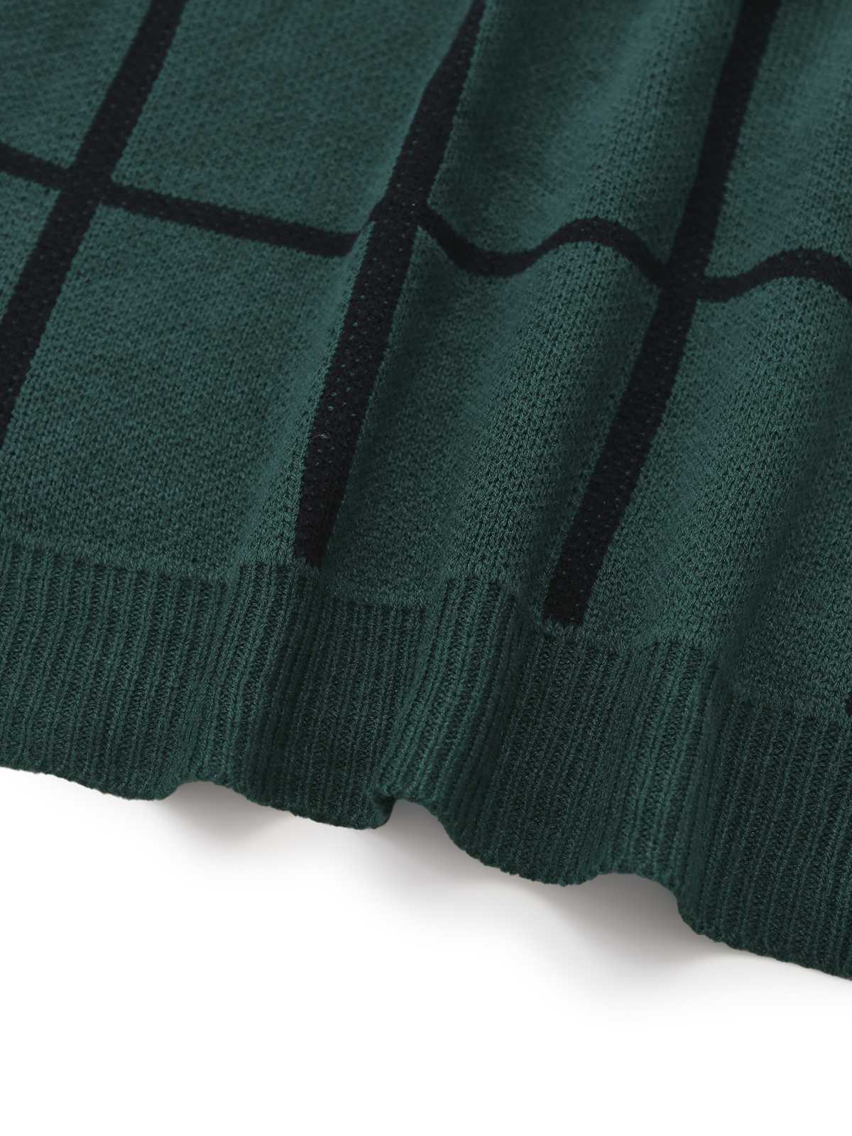 Green 1960s Crew Neck Plaid Knit Sweater Dress - Image 6
