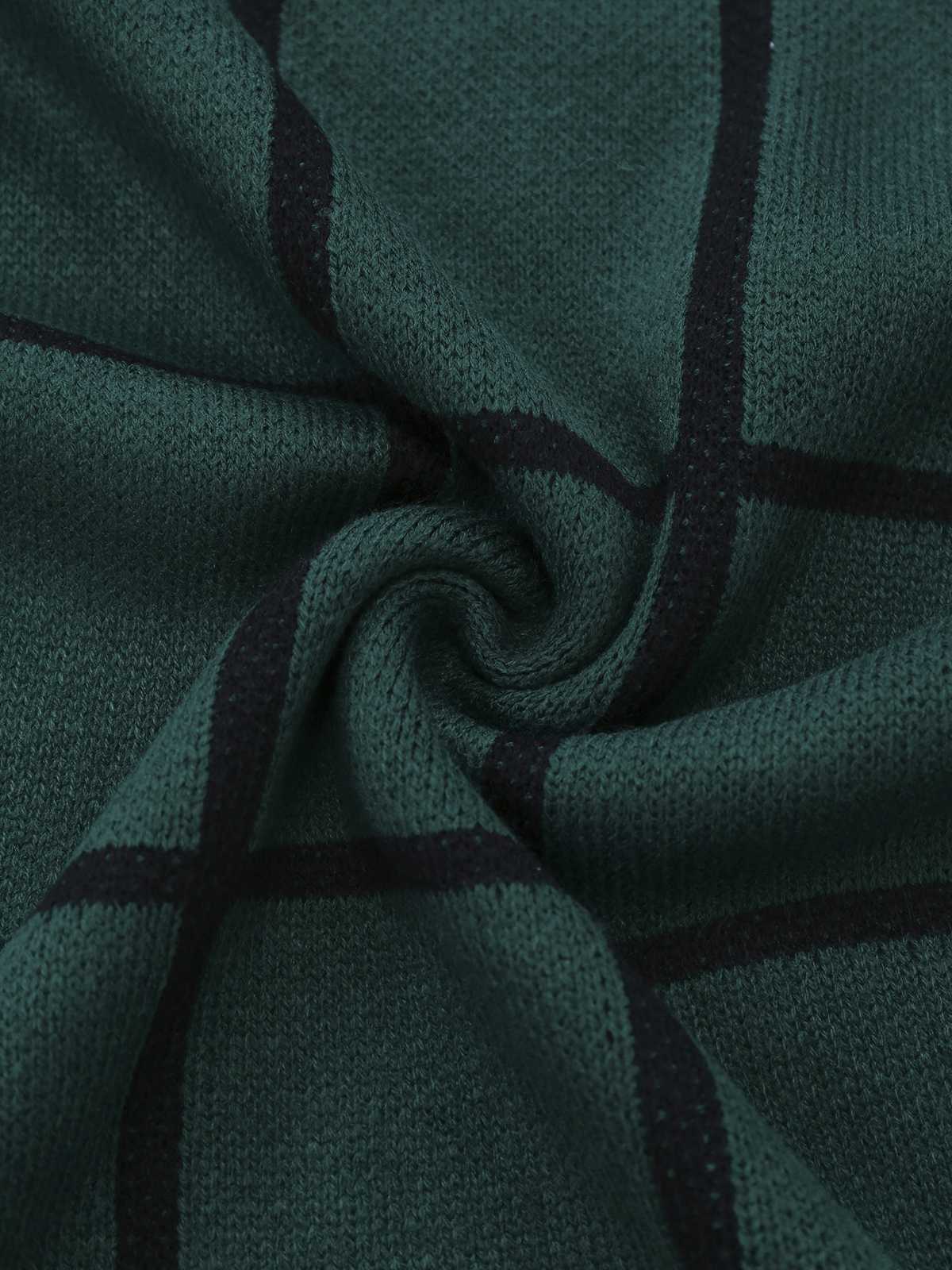 Green 1960s Crew Neck Plaid Knit Sweater Dress - Image 7