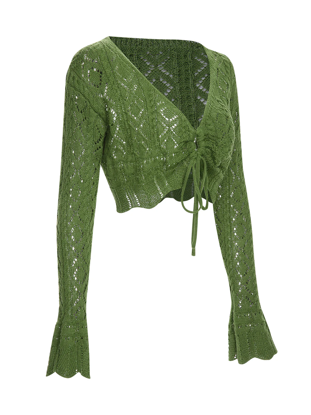 Green 1960s Cutout Strappy Crochet Cover-Up - Image 2